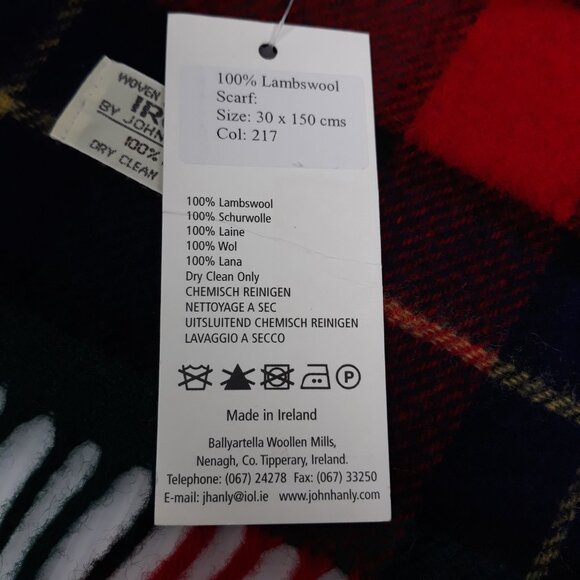 NWT John Hanly & Co. Lambswool Plaid Fringed Scarf Preppy Academia Winter Cozy - Picture 3 of 4